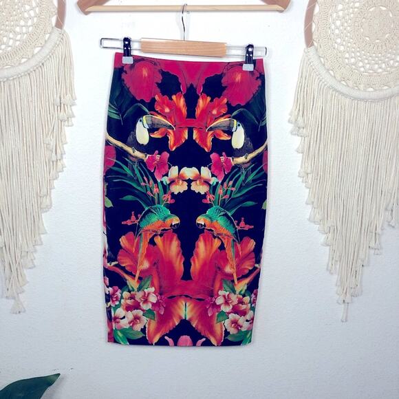 Ted baker floral bird paradise long pencil skirt US size 2-4